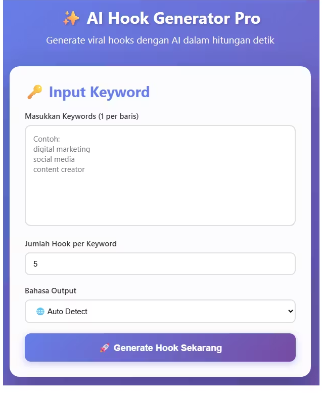 HOOK AI Generator dev with PHP Native Full Source Code